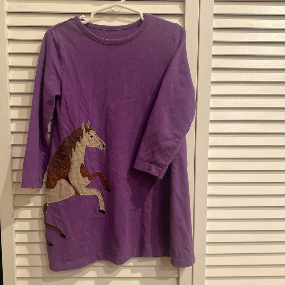 Girls 5t Horse Long Sleeve Dress